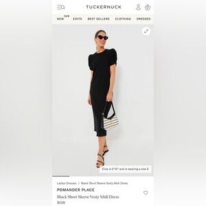Tuckernuck x Pomander Place Black Puff-Sleeve Vesty Midi Dress